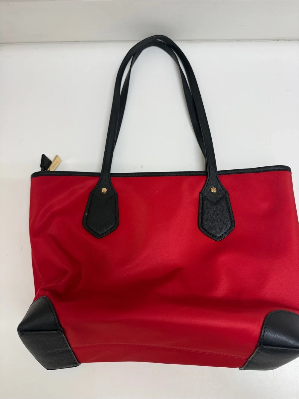 NWT Michael Kors Red Leather-Trim Tote Bag